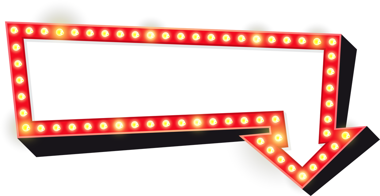 Night club billboard. Retro arrow light frames