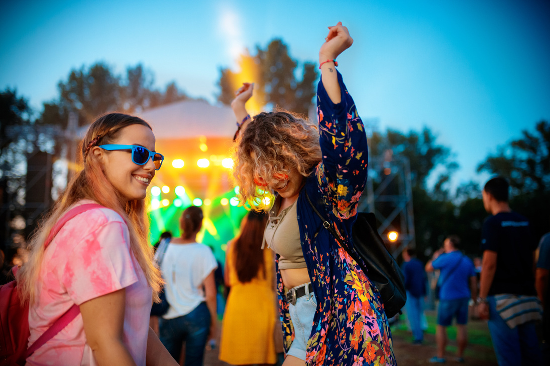 Friends enjoying at music festival